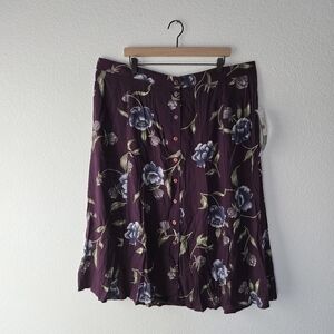 Sag Harbor Purple Floral Button Down Skirt Women's Size 2XL New With Tags